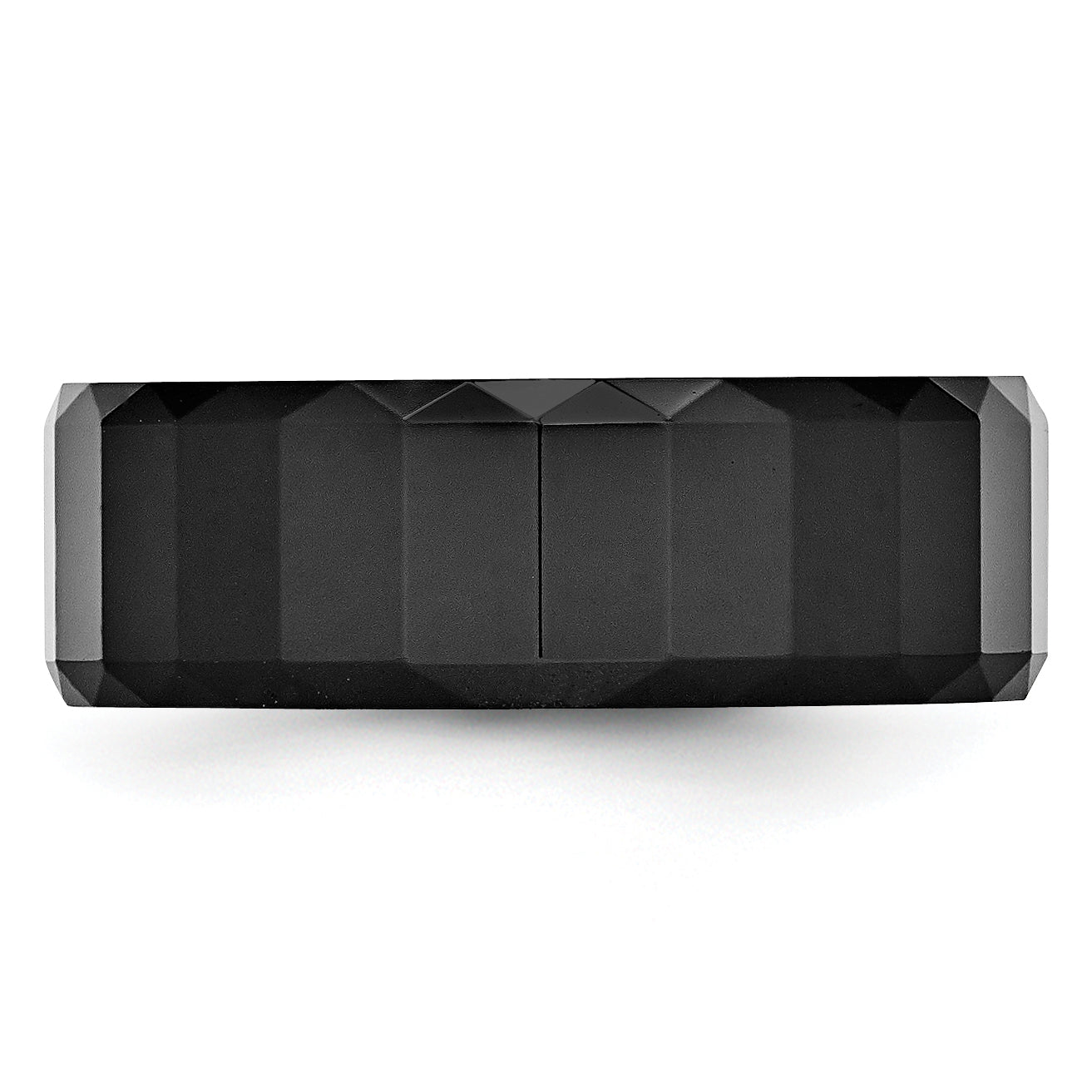 Ceramic Black Faceted 8mm Polished Beveled Edge Band - 6