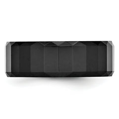 Ceramic Black Faceted 8mm Polished Beveled Edge Band - 6