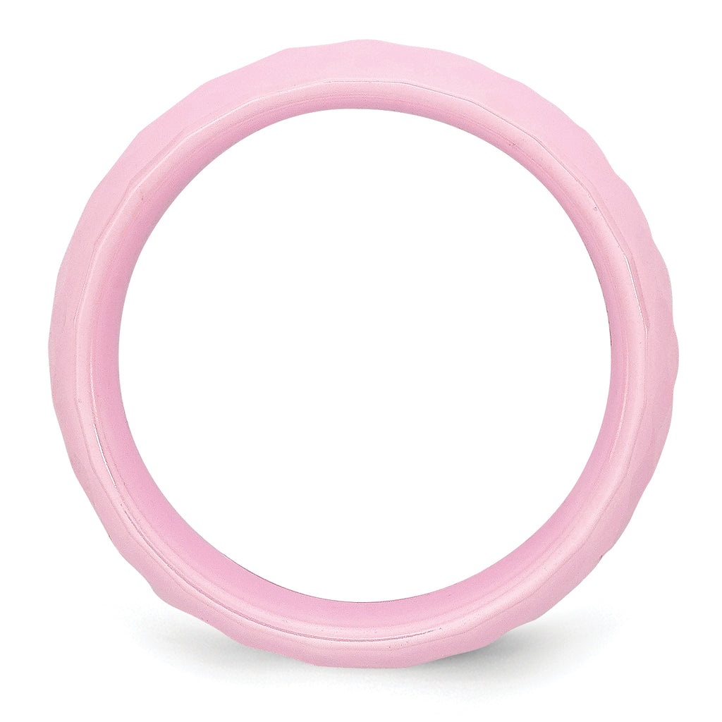 Faceted Wedding Band in Pink Ceramic, 7.5mm