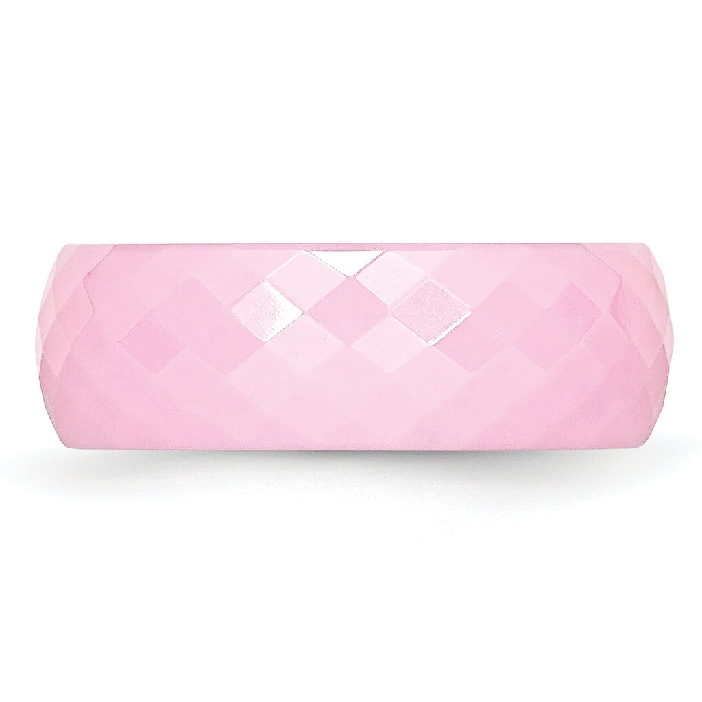 Faceted Wedding Band in Pink Ceramic, 7.5mm