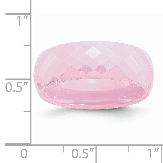 Faceted Wedding Band in Pink Ceramic, 7.5mm