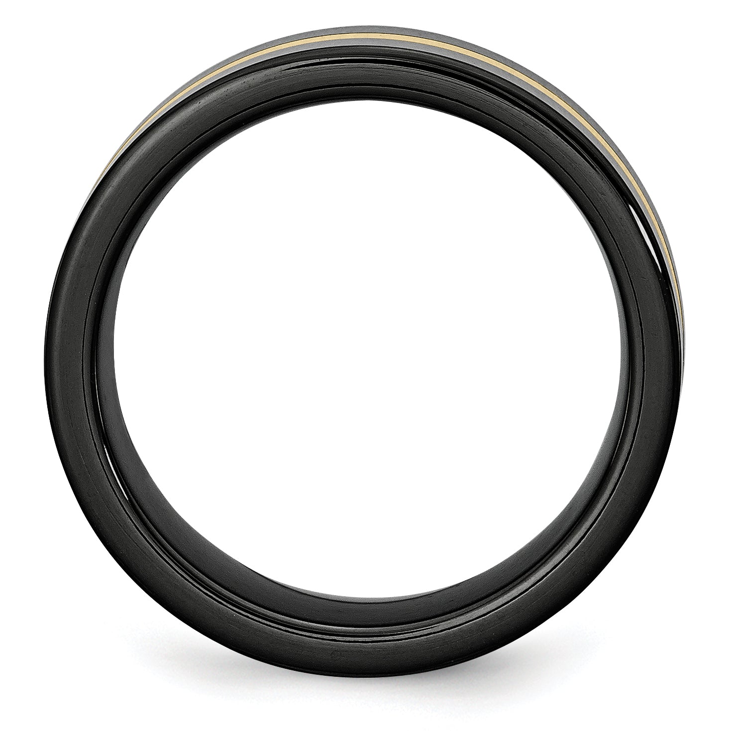 Ceramic Flat Black with 14k Gold Inlay 8mm Polished Band