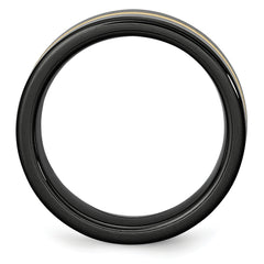 Ceramic Flat Black with 14k Gold Inlay 8mm Polished Band