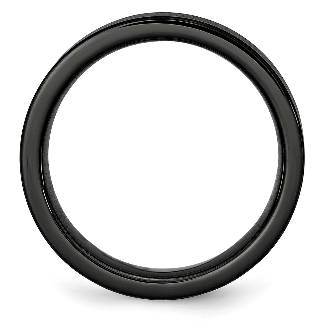 Brushed Comfort-Fit Wedding Band in Black Ceramic, 6mm