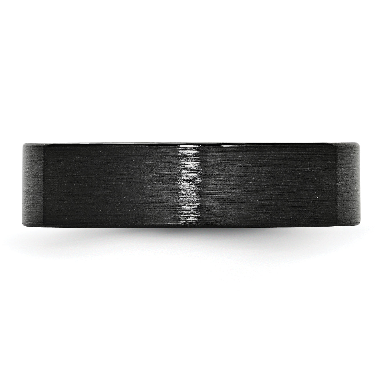 Black Ceramic Flat 6mm Brushed Band