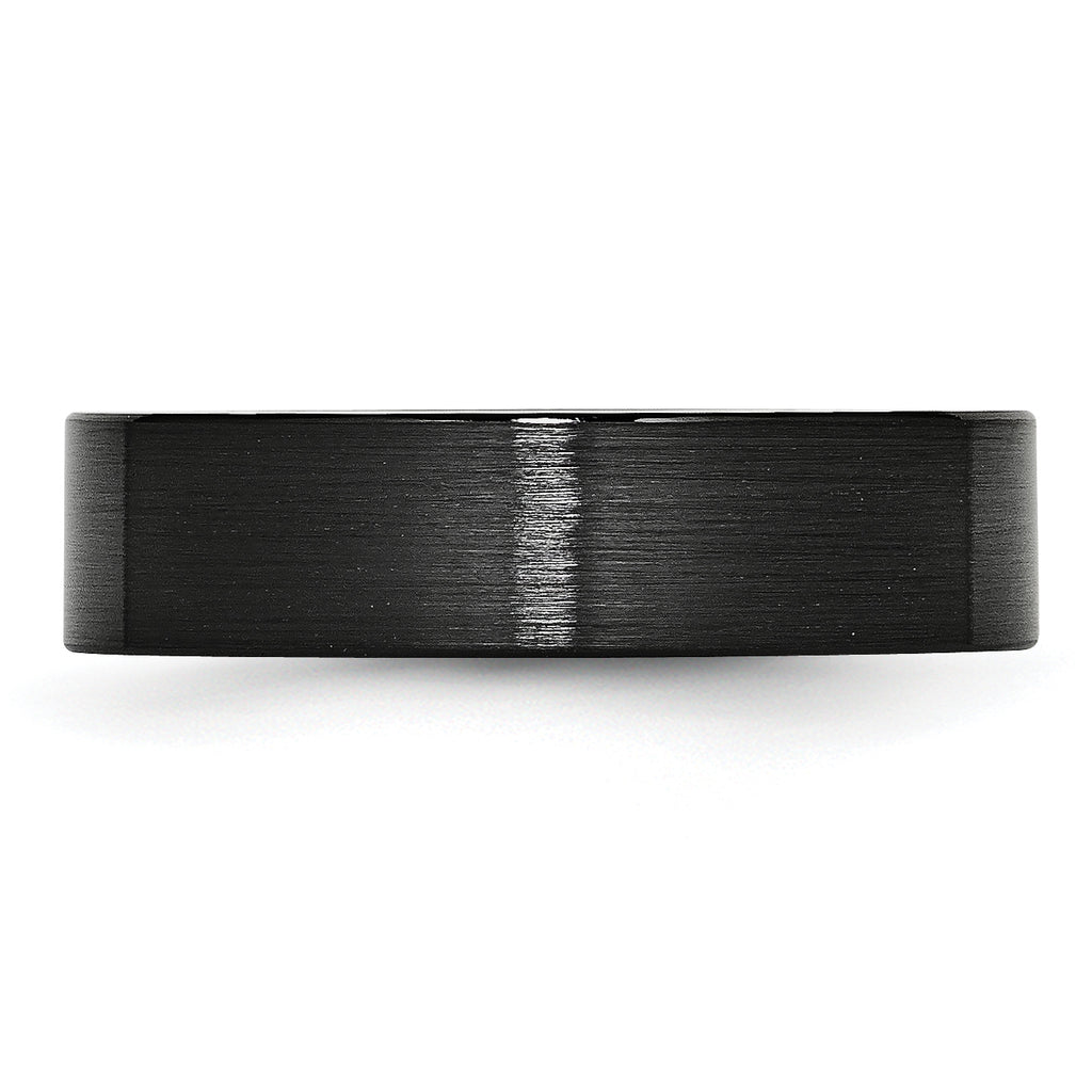 Brushed Comfort-Fit Wedding Band in Black Ceramic, 6mm