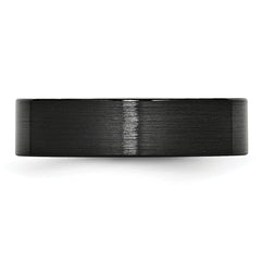 Black Ceramic Flat 6mm Brushed Band