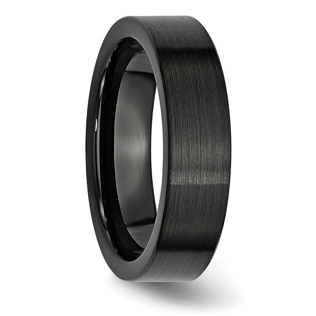 Brushed Comfort-Fit Wedding Band in Black Ceramic, 6mm