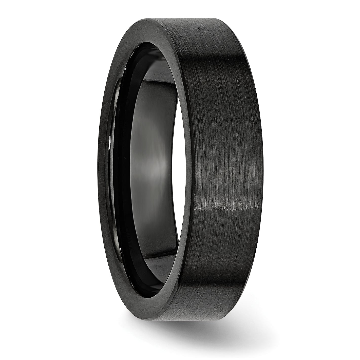 Brushed Comfort-Fit Wedding Band in Black Ceramic, 6mm