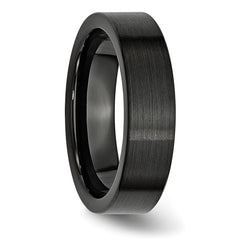 Black Ceramic Flat 6mm Brushed Band