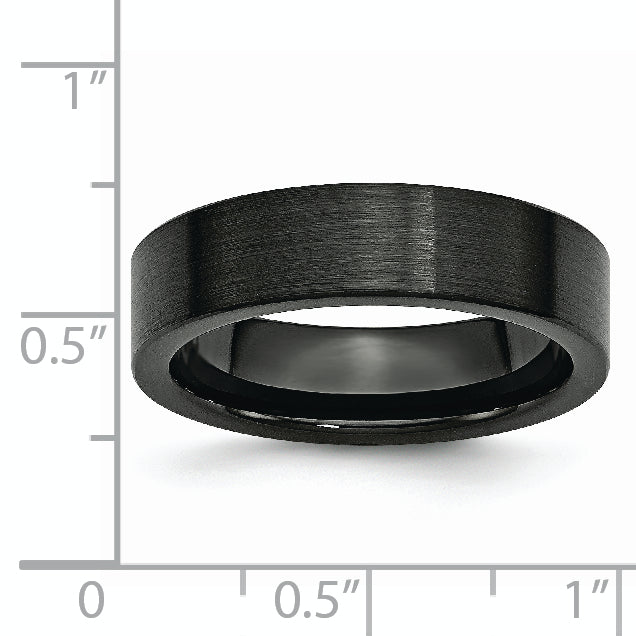 Black Ceramic Flat 6mm Brushed Band