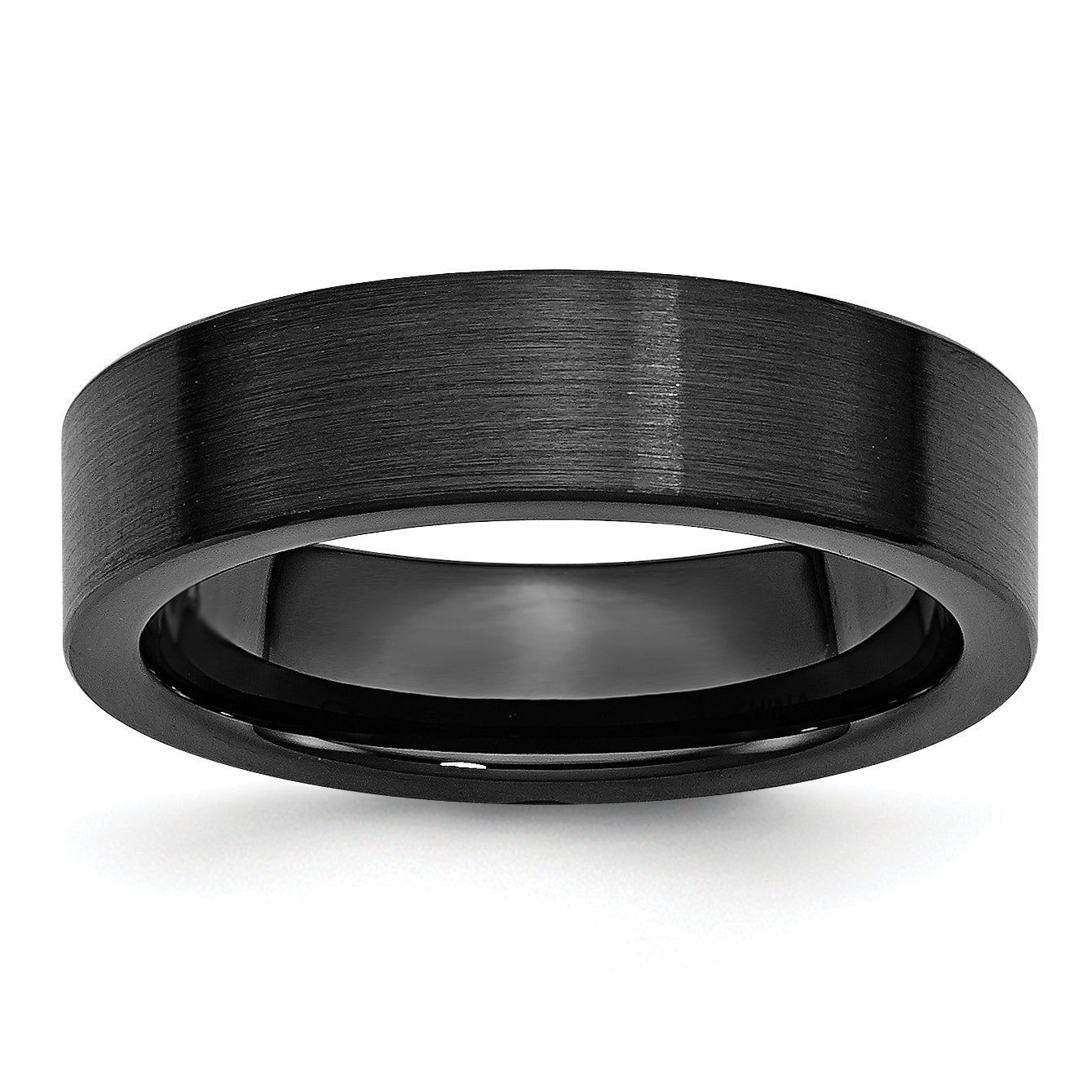 Black Ceramic Flat 6mm Brushed Band