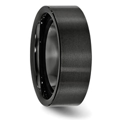 Black Ceramic Flat 8mm Brushed Band