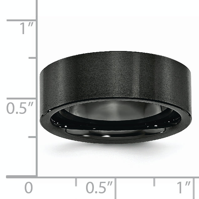 Black Ceramic Flat 8mm Brushed Band