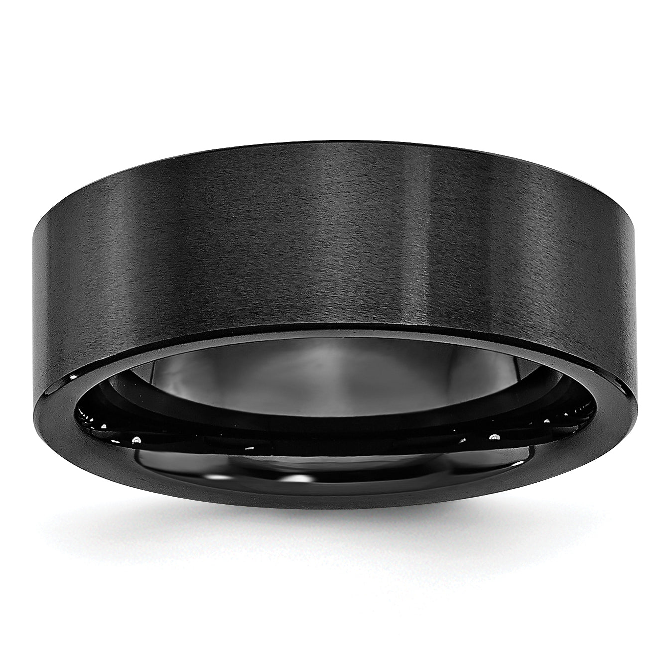 Black Ceramic Flat 8mm Brushed Band Main image