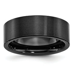 Black Ceramic Flat 8mm Brushed Band