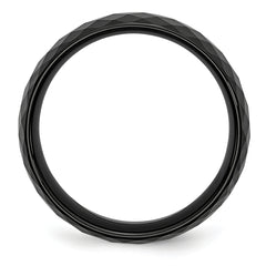 Ceramic Black Faceted 7.5mm Polished Band