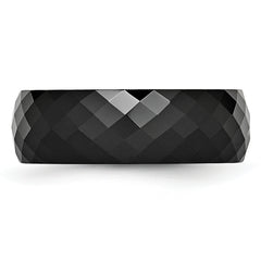 Ceramic Black Faceted 7.5mm Polished Band