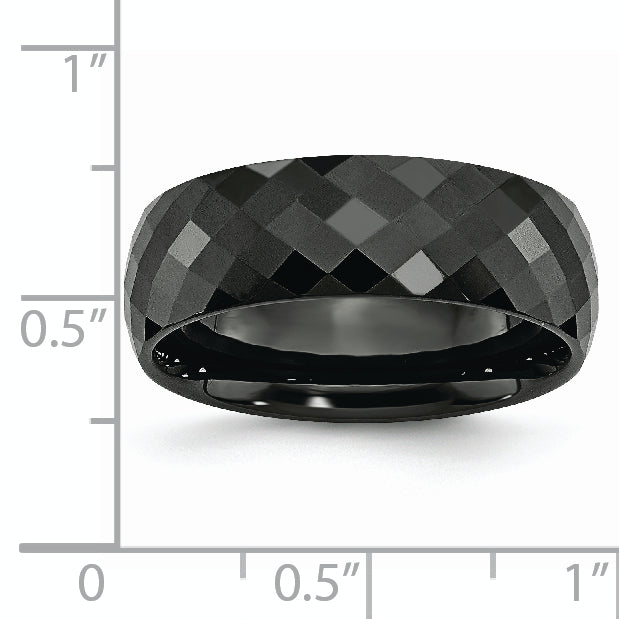 Ceramic Black Faceted 7.5mm Polished Band