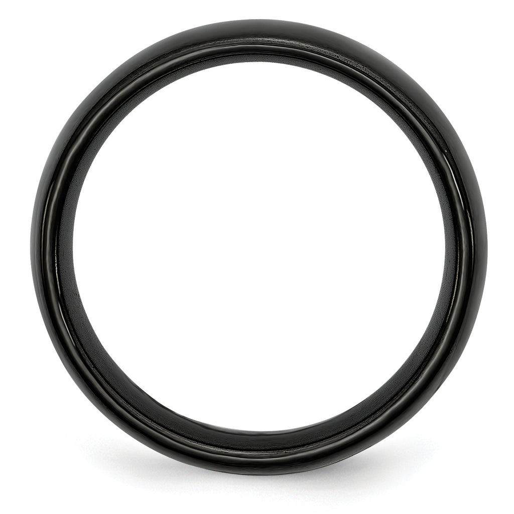 Polished Wedding Band in Black Ceramic, 6mm