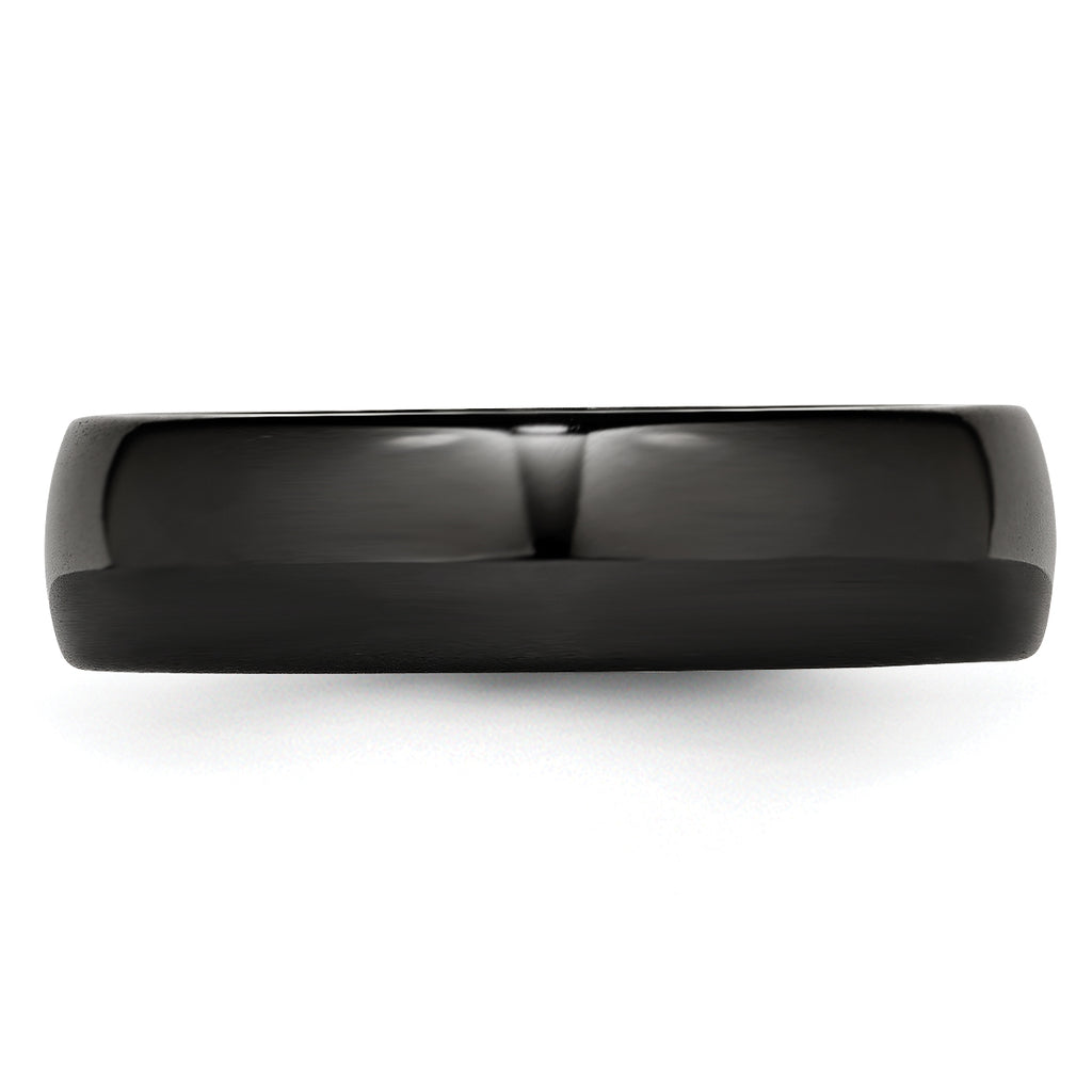 Polished Wedding Band in Black Ceramic, 6mm