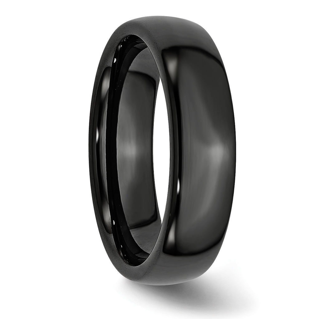 Polished Wedding Band in Black Ceramic, 6mm