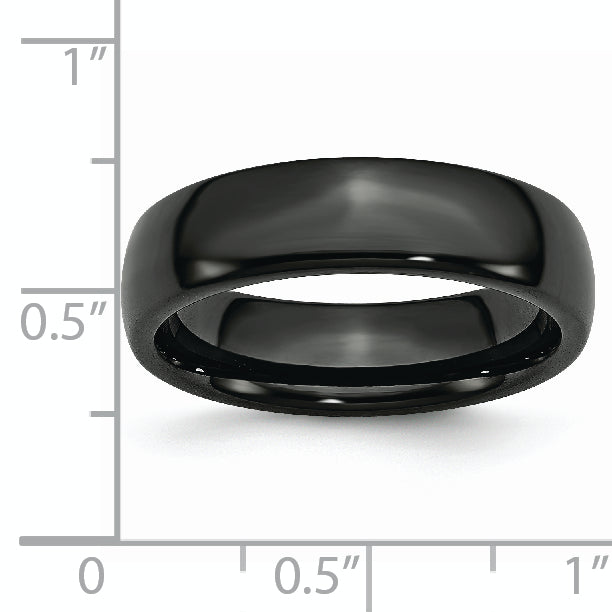 Polished Wedding Band in Black Ceramic, 6mm