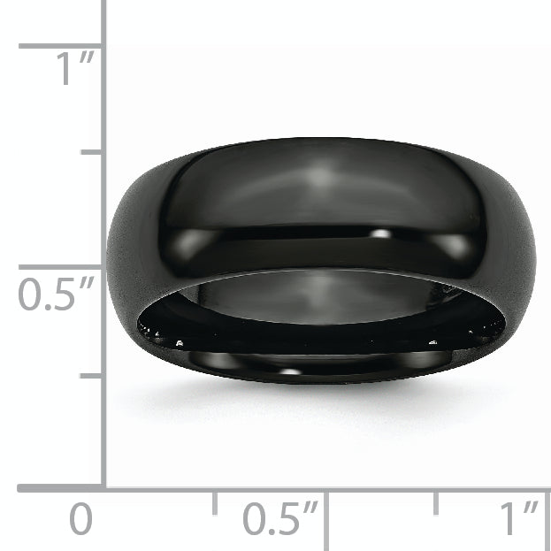 Polished Wedding Band in Black Ceramic, 8mm