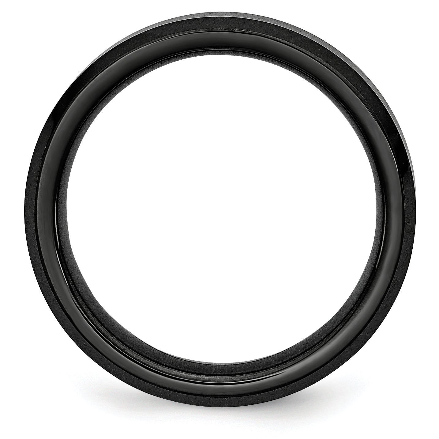 Black Ceramic Beveled Edge 6mm Brushed and Polished Band