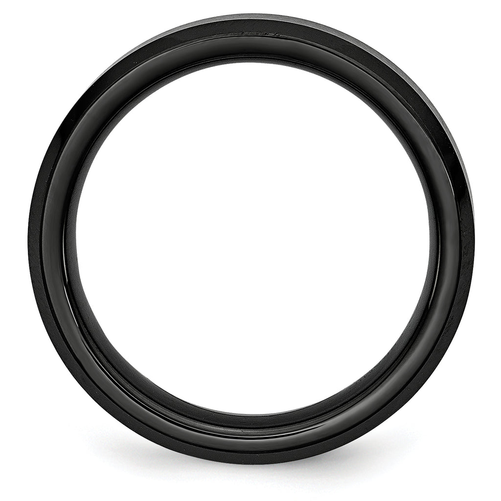 Beveled-Edge Comfort-Fit Wedding Band in Black Ceramic, 6mm
