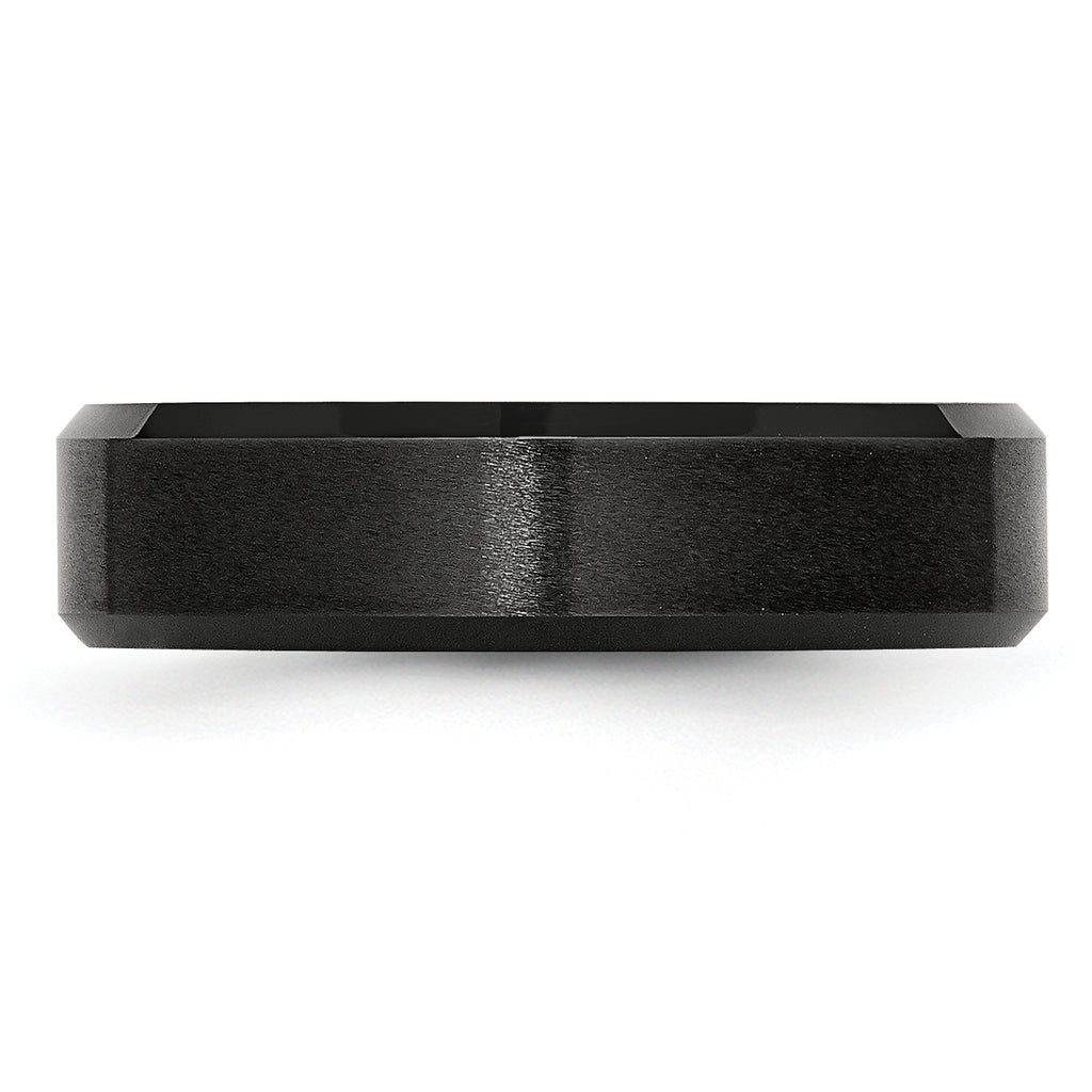Beveled-Edge Comfort-Fit Wedding Band in Black Ceramic, 6mm