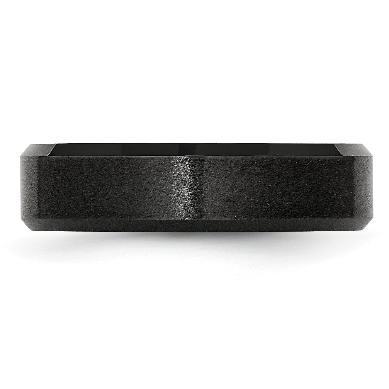 Beveled-Edge Comfort-Fit Wedding Band in Black Ceramic, 6mm