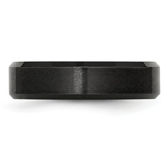 Black Ceramic Beveled Edge 6mm Brushed and Polished Band