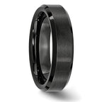 Beveled-Edge Comfort-Fit Wedding Band in Black Ceramic, 6mm