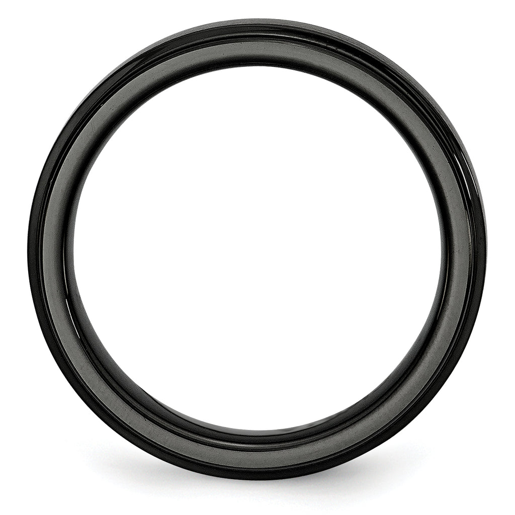 Ridged Edge Wedding Band in Black Ceramic, 6mm