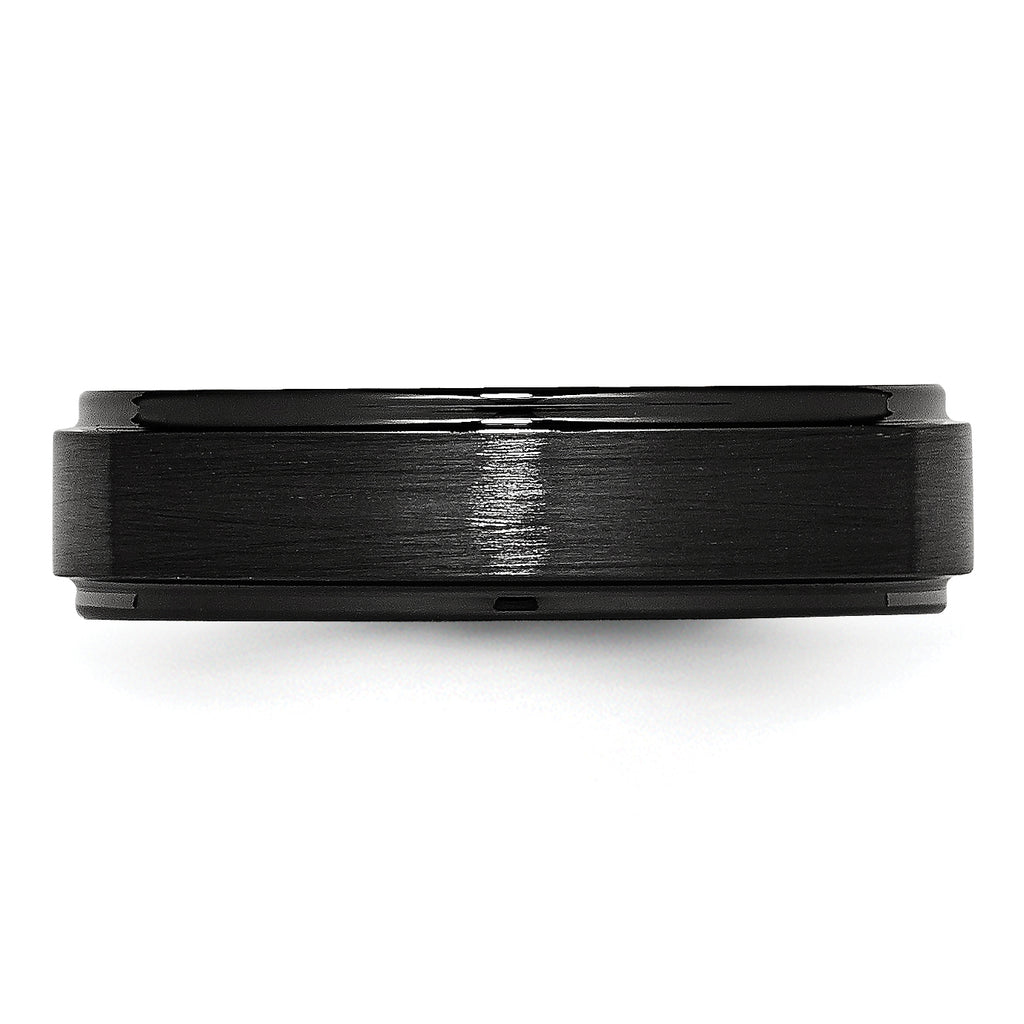 Ridged Edge Wedding Band in Black Ceramic, 6mm