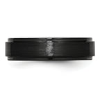 Ridged Edge Wedding Band in Black Ceramic, 6mm