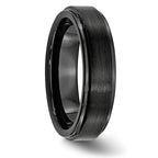 Ridged Edge Wedding Band in Black Ceramic, 6mm