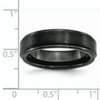 Ridged Edge Wedding Band in Black Ceramic, 6mm