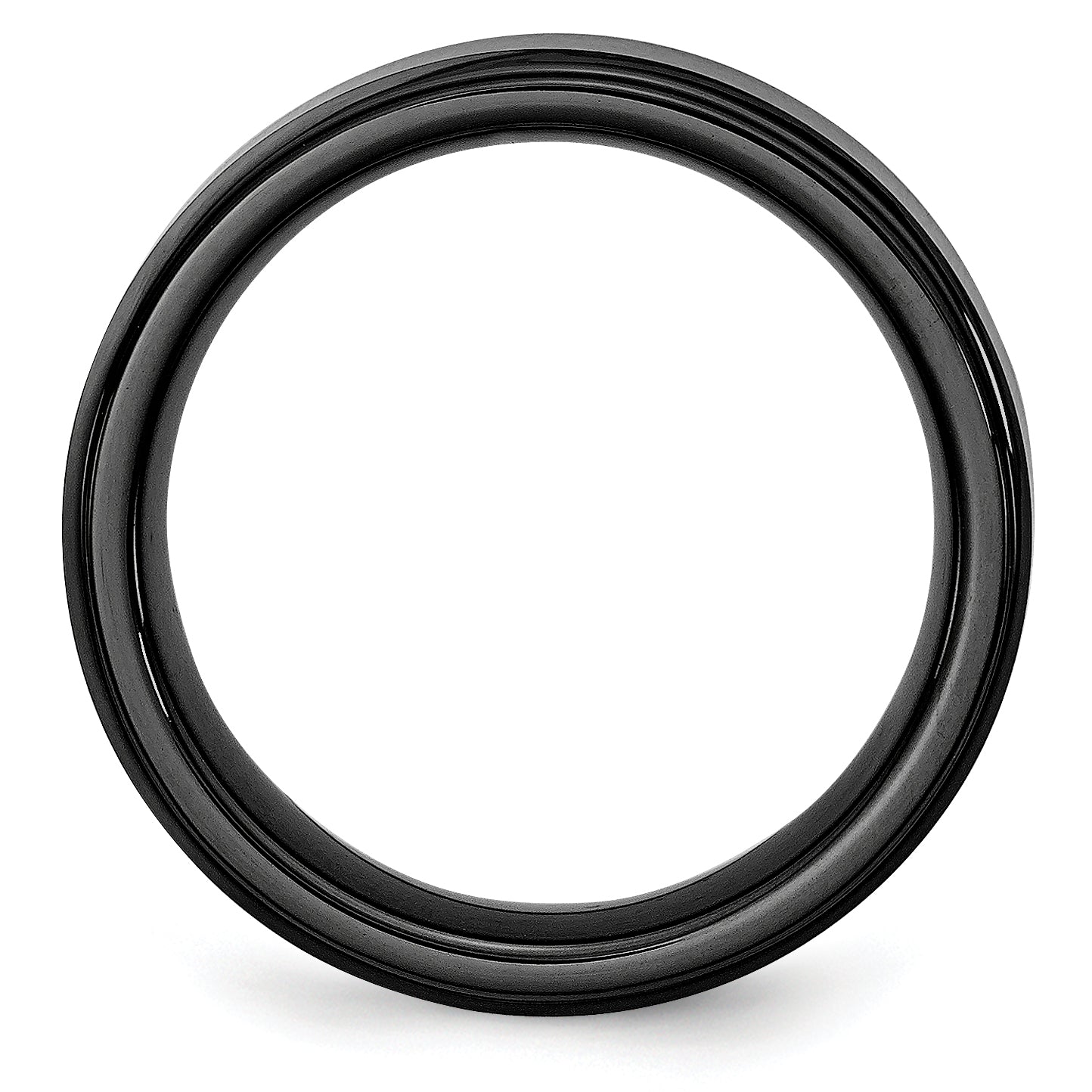 Black Ceramic Ridged Edge 8mm Brushed and Polished Band