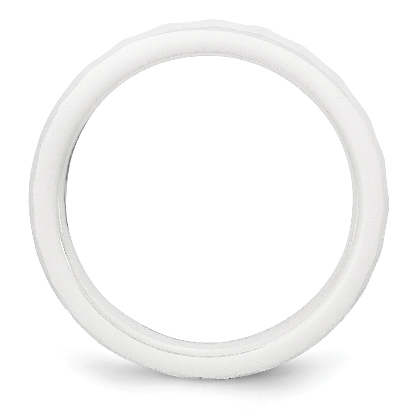 Faceted Wedding Band in White Ceramic, 4mm