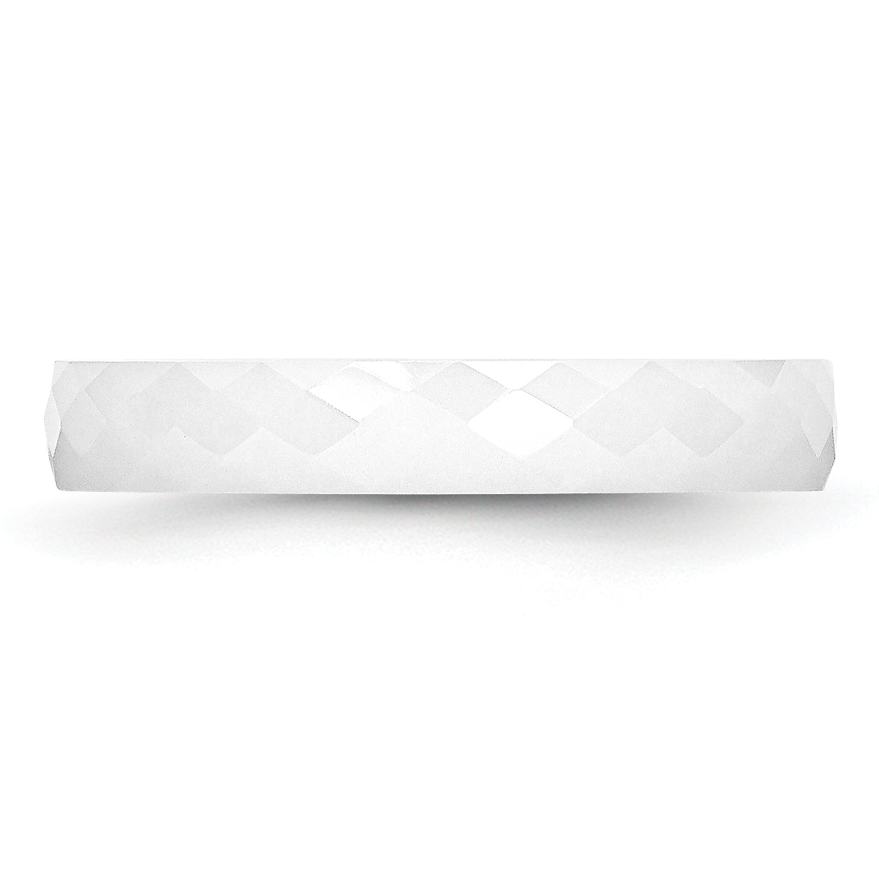 Faceted Wedding Band in White Ceramic, 4mm