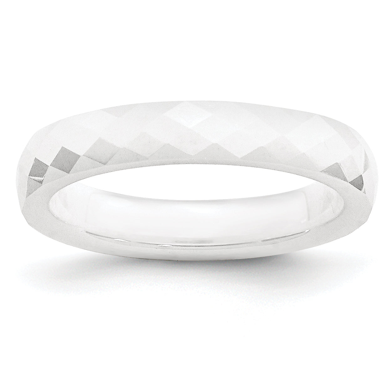Ceramic White 4mm Faceted Polished Band Main image
