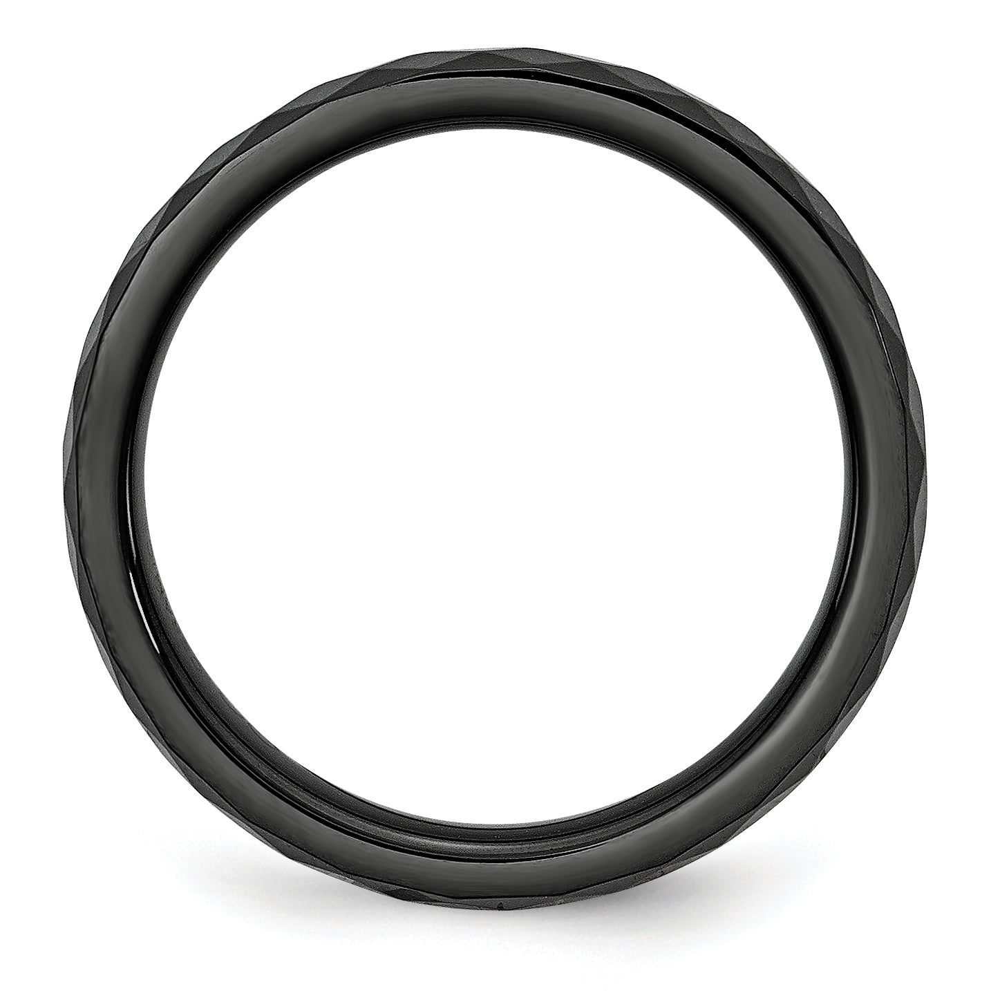 Ceramic Black 4mm Faceted Polished Band