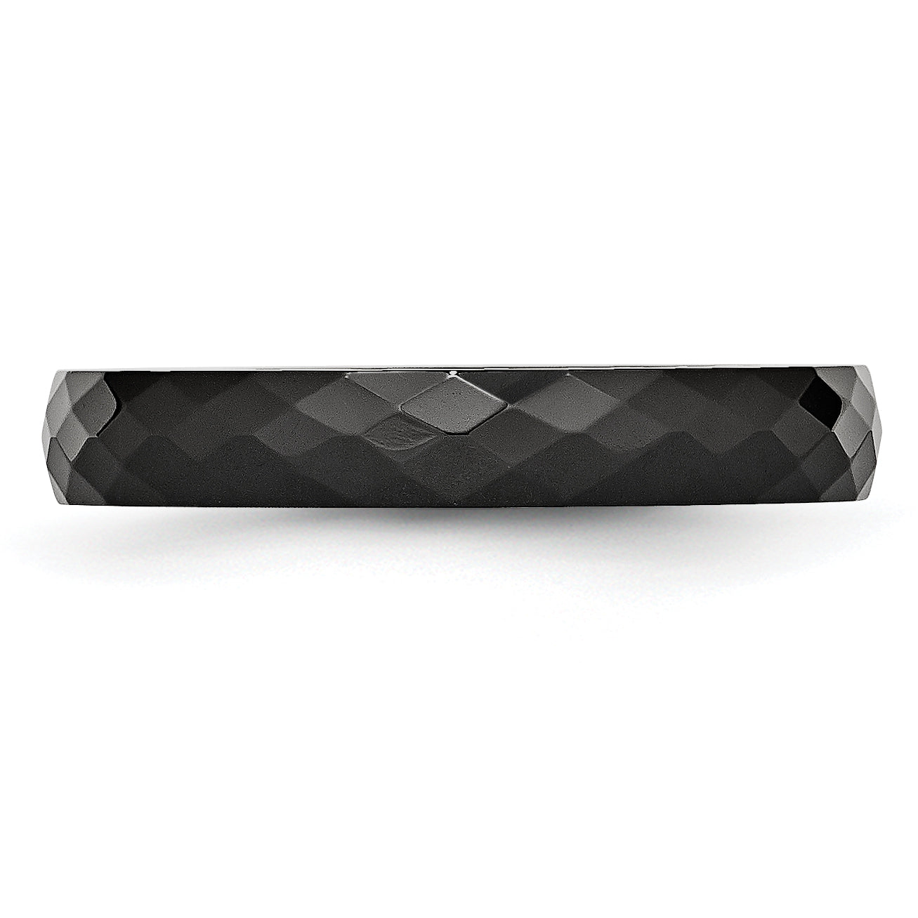 Faceted Wedding Band in Black Ceramic, 4mm