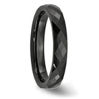 Faceted Wedding Band in Black Ceramic, 4mm