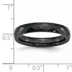 Faceted Wedding Band in Black Ceramic, 4mm
