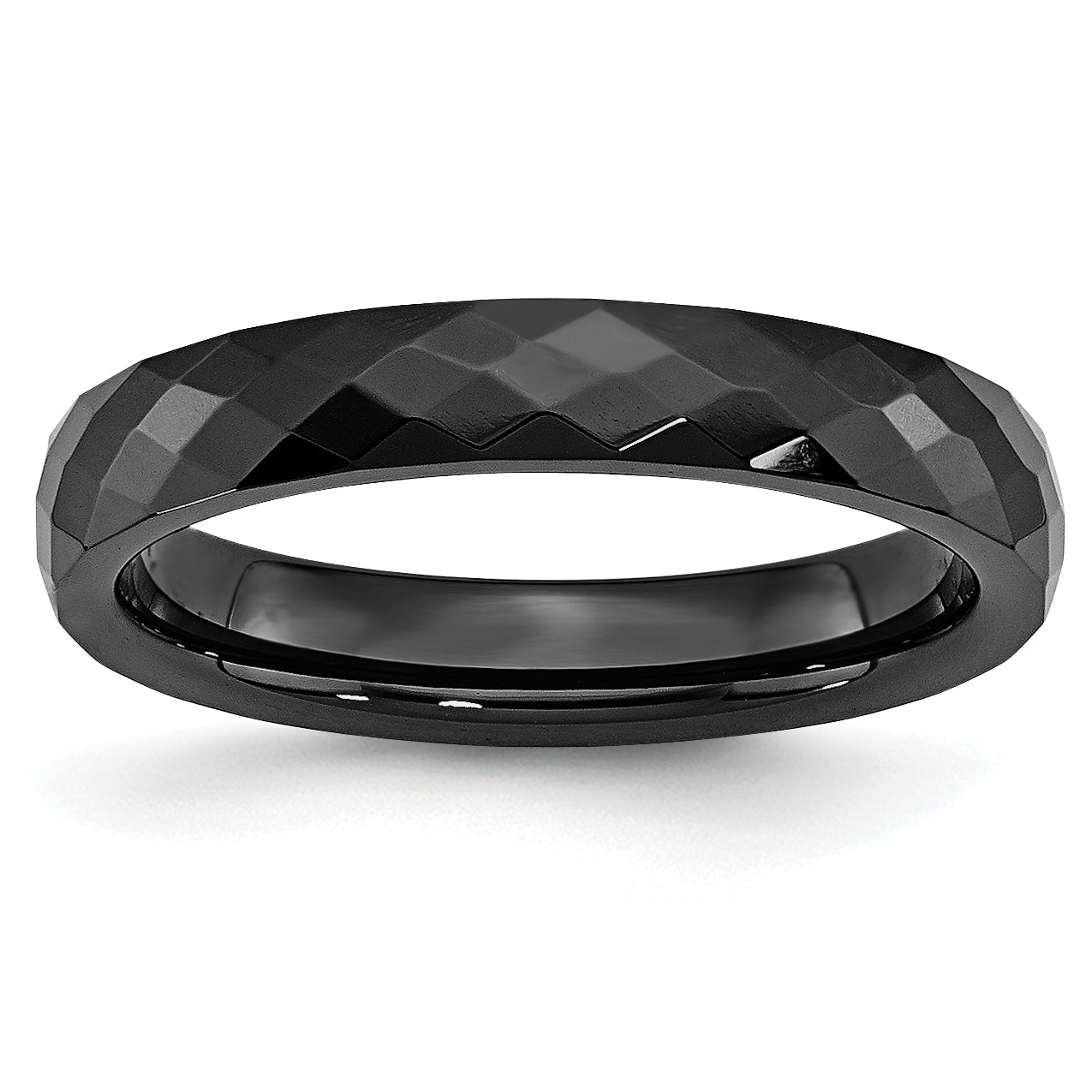 Ceramic Black 4mm Faceted Polished Band Main image