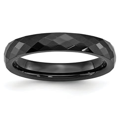 Ceramic Black 4mm Faceted Polished Band