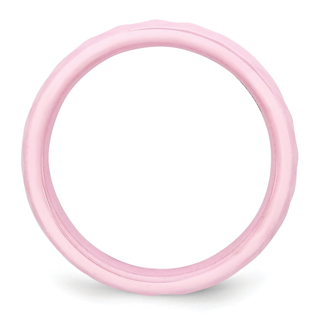 Faceted Wedding Band in Pink Ceramic, 4mm